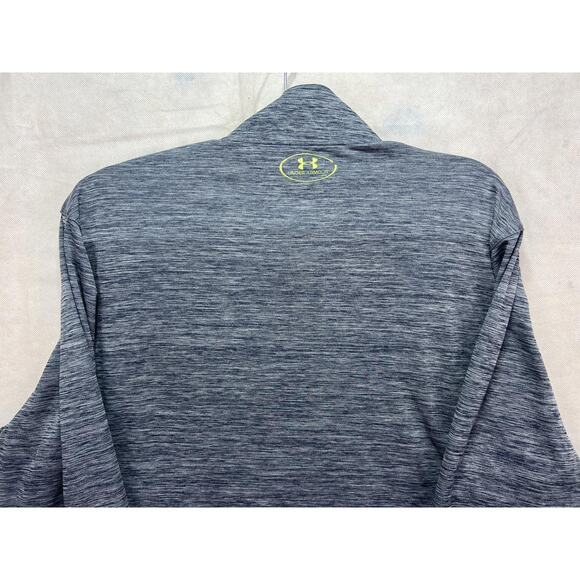 Under Armour 1/4 Zip Pullover Men’s Size XL Gray Neon Yellow Logo Long Sleeve - Picture 7 of 9
